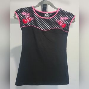 Black with Cherries Rockabilly Top